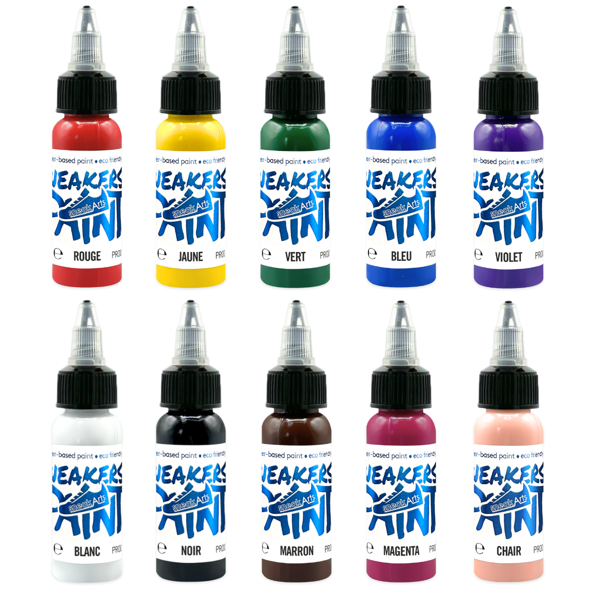 Kit de baza vopsea piele si textile Sneakarts - 10 culori