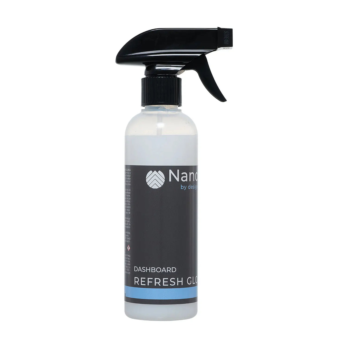 Dashboard Refresh Gloss pentru împrospătarea ornamentelor lucioase auto, flacon 500 ml.