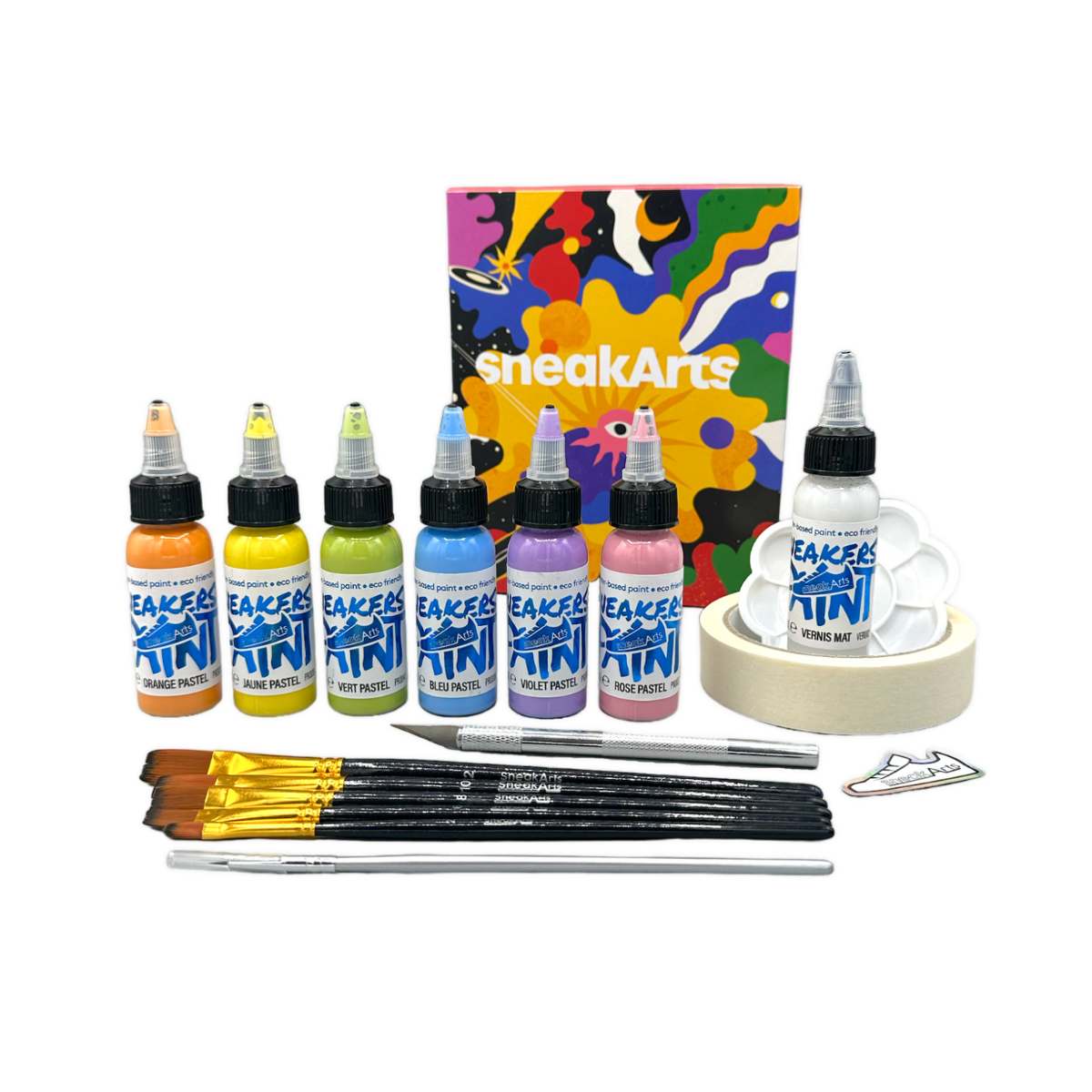 Kit complet pentru vopsire piele si textile Sneakarts Pastel