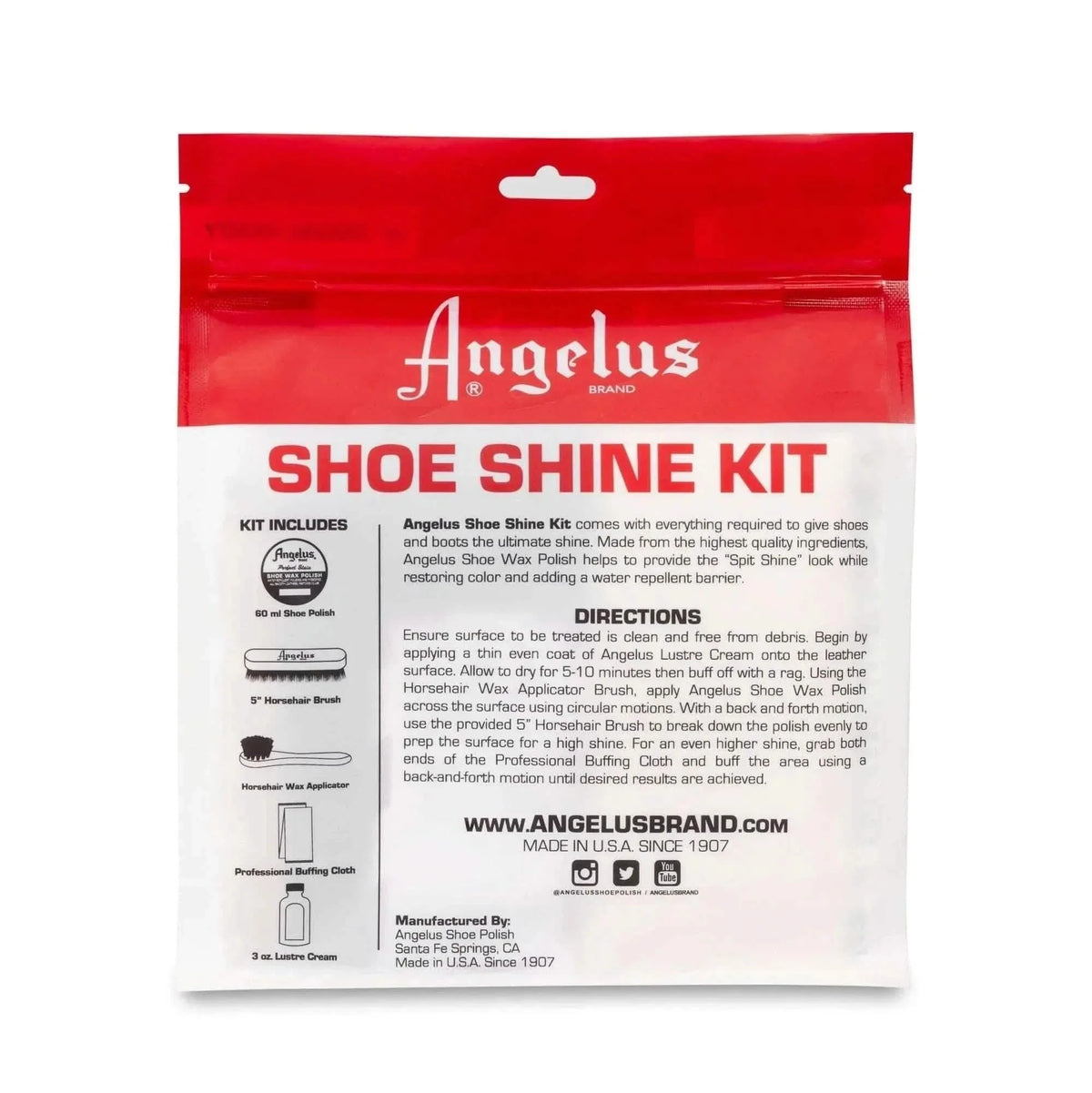Kit Angelus pentru lustruirea pantofilor din piele neagră, 5 piese